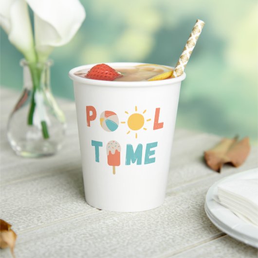 プール時間。パーティーカップ&サプライズ 紙コップ (インサイチュ)