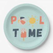 プール時間。パーティープレートと備品 ペーパープレート (正面)