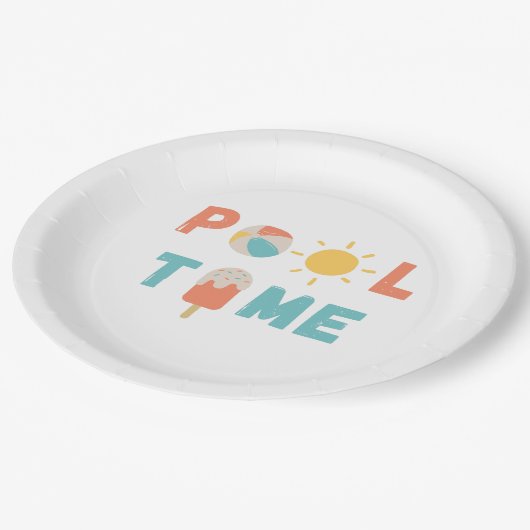 プール時間。パーティープレートと備品 ペーパープレート (アングル)