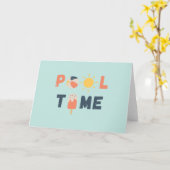 プール時間。招待状とグリーティングカード カード (黄色い花)