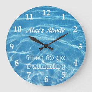 プール水水泳のゆとりのカッコいいの青い水生新しい ラージ壁時計