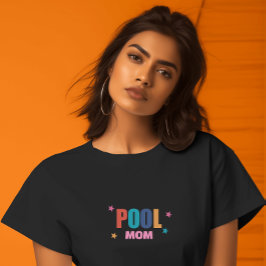 プール水泳サマータイポグラフィブラックmom Tシャツ