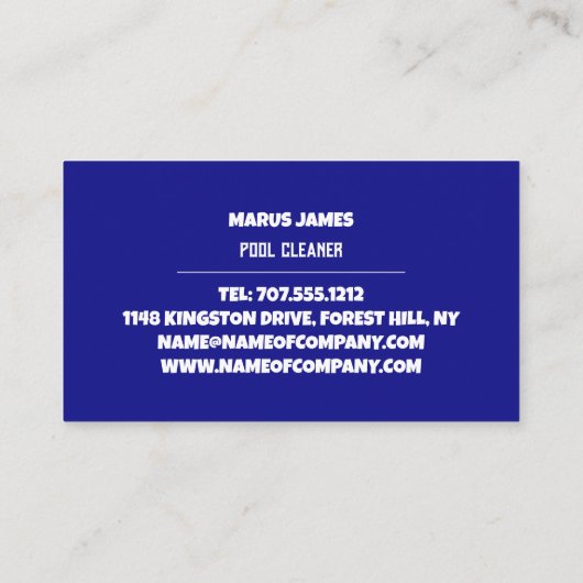 プール泳ぐ人デザイン、スイミングプールクリーナー 名刺 (裏面)