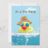 プール用サングラス付きイエローアヒルパーティー 招待状 (正面)