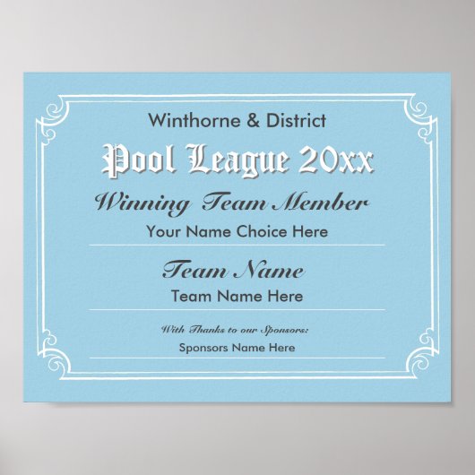 プール競合証明書ポスター ポスター (正面)