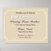 プール競合証明書ポスター ポスター (正面)