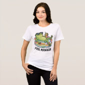 プール管理人おもしろカエル夏のキャラクター トライブレンドTシャツ (正面全面)