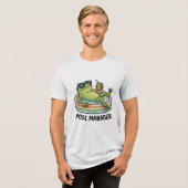 プール管理人おもしろカエル夏のキャラクター トライブレンドTシャツ (正面全面)