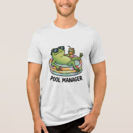 プール管理人おもしろカエル夏のキャラクター トライブレンドTシャツ