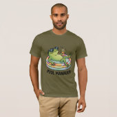 プール管理人おもしろカエル夏のキャラクター Tシャツ (正面フル)