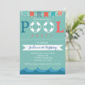プール航海のパーティー誕生日招待状 招待状 (スタンド正面)