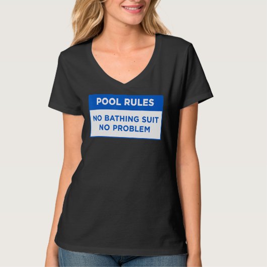 プール規則No入浴訴訟No問題語デザイン Tシャツ (正面)
