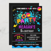 プール誕生日の招待ガールプールパーティー招待状 招待状 (正面/裏面)