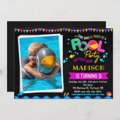 プール誕生日の招待プールパーティの招待状 招待状 (正面/裏面)