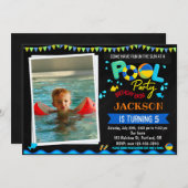 プール誕生日の招待プールパーティースプラッシュ招待状 招待状 (正面/裏面)