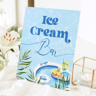 プール誕生日パーティーアイスクリームバー 台座サイン
