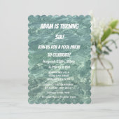 プール誕生日パーティーブルーウォーターカスタム年齢クール 招待状 (スタンド正面)