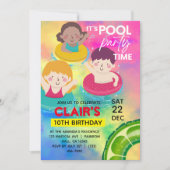プール誕生日招待状スイミングキッズパーティー 招待状 (正面)
