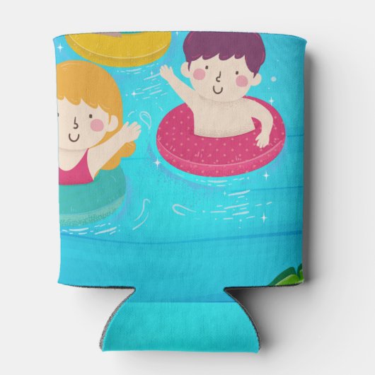 プール誕生日招待状スイミングキッズパーティー 缶クーラー (裏面)