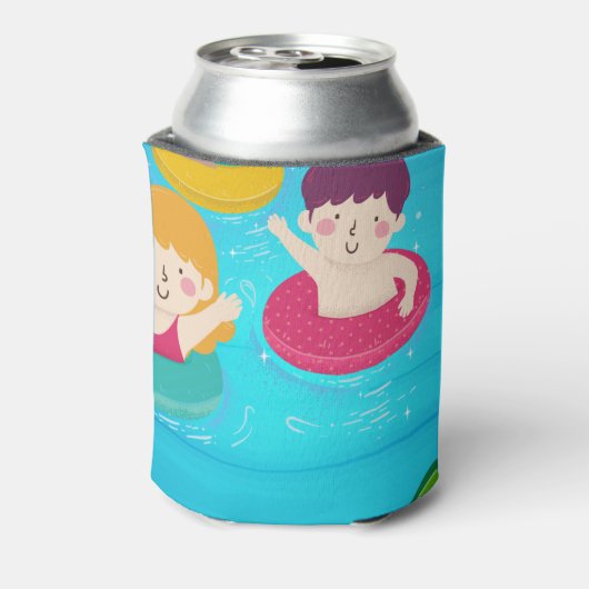 プール誕生日招待状スイミングキッズパーティー 缶クーラー (缶裏面)