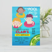 プール誕生日招待状スイミング絞り染めパーティー 招待状 (スタンド正面)