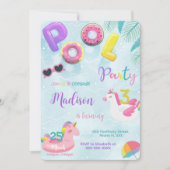 プール誕生日招待状 招待状 (正面)