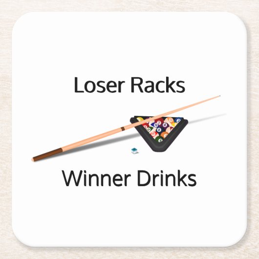 プール負けラック勝者ドリンク スクエアペーパーコースター (正面)