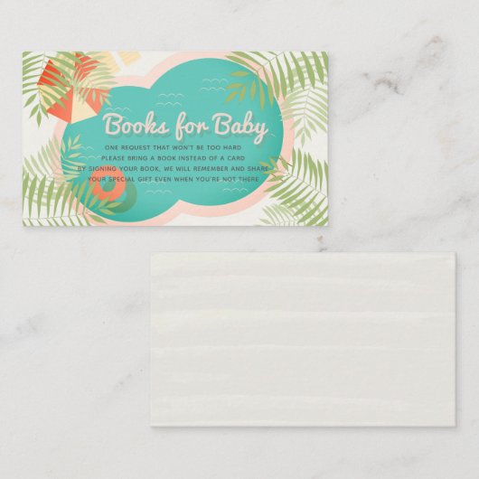プール赤ちゃんシャワーBeigeブックリクエスト エンクロージャーカード (正面/裏面)
