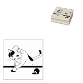 プール遊の猫のスタンプ ラバースタンプ (押印)