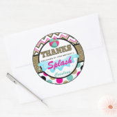 プール10代のパーティーサンキューメッセージカードパーソナライズされた ラウンドシール (封筒)