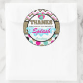 プール10代のパーティーサンキューメッセージカードパーソナライズされた ラウンドシール (バッグ)