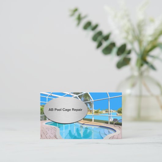 プール・ケージ修理の再審査ビジネス・カード 名刺 (スタンド正面)