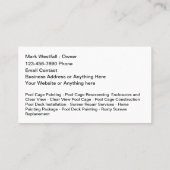 プール・ケージ修理の再審査ビジネス・カード 名刺 (裏面)