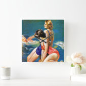 プール スクエア壁時計 (ホーム)