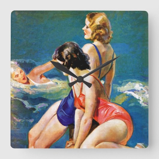 プール スクエア壁時計 (正面)