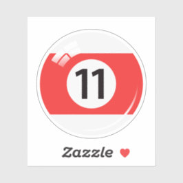 プール/ビリヤードのボールナンバイレブン(11)赤い白 シール