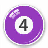 プール/ビリヤードのボール番号4 (4)紫 シール (正面)