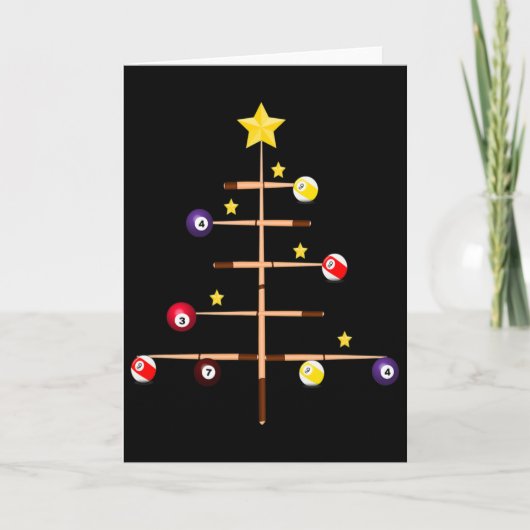 プール ビリヤード キュー スポーツ クリスマス ツリー カード (正面)