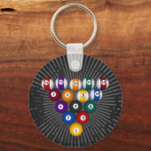 プール：ビリヤード・ボール：ビリヤード：キーチェーン キーホルダー (正面)