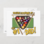 プール/ビリヤード#1パパ父の日贈り物 ポストカード (正面/裏面)