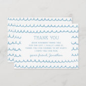 プール&ビーチ ネイビーブルーの波 | キッズ バースデー サンキューカード (正面/裏面)