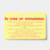 プール/ビーチ/水の安全のための水ウォッチャーラベル バッジ (裏面)