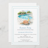 プール&ピザサマーパーティの招待状 招待状 (正面/裏面)