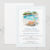 プール＆ピザ サマー パーティー招待状 招待状 (正面/裏面)