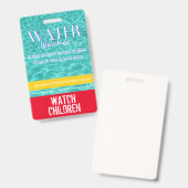 プール/海/水の安全のためのウォーターウォッチャータグ バッジ (正面＆裏面)