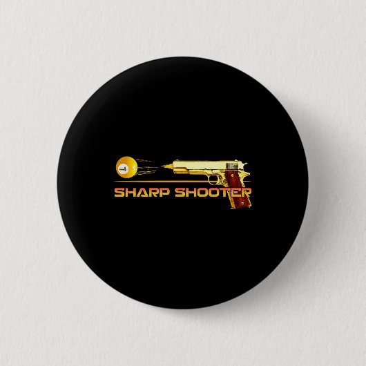 プール Ll シャープシューター ビリヤード 銃 黄色 缶バッジ (正面)