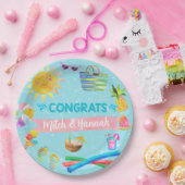 プールbash女の子の赤ちゃんシャワー紙プレート。 ペーパープレート (パーティー)