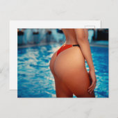 プールBikiniガール写真はがき ポストカード (正面/裏面)
