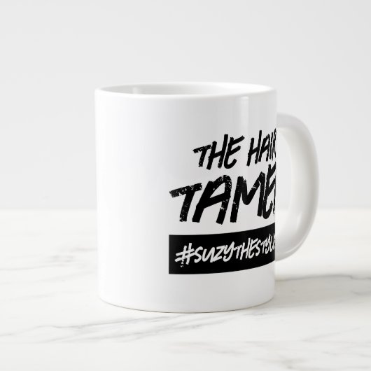 ヘアおもしろいタマーのハッシュタグ名 ジャンボコーヒーマグカップ (正面右)