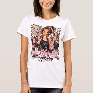 ヘアが私の幸せな場所 ヘアスタイリストTシャツ Tシャツ